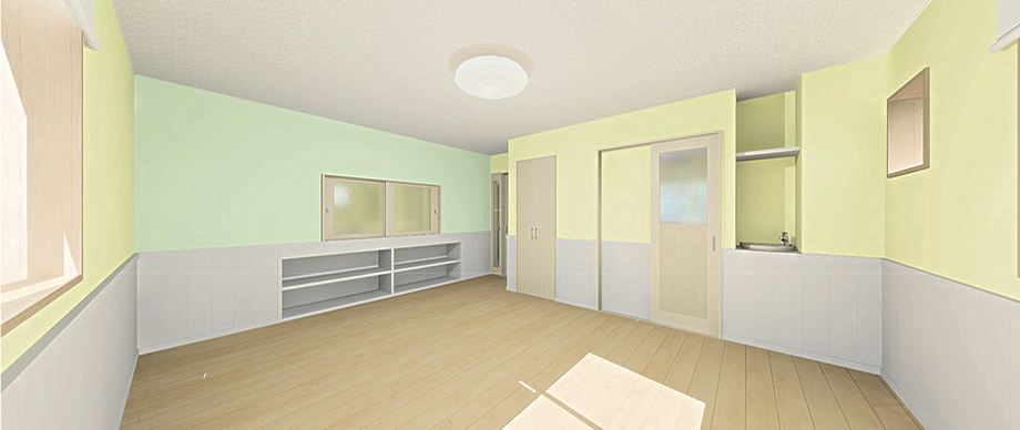 平成31年4月開園予定の砂押こころ保育園の完成予想イメージです。